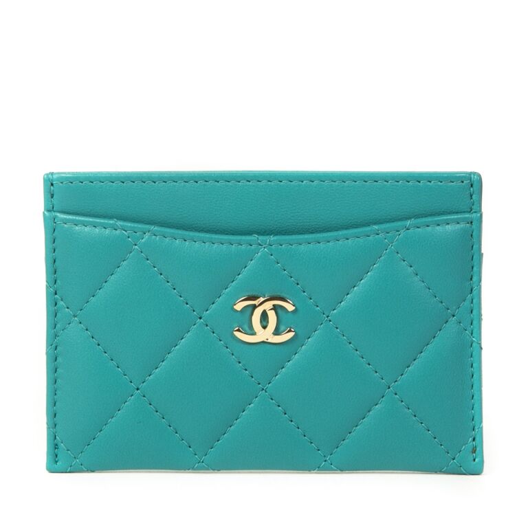 Blue chanel best sale card holder