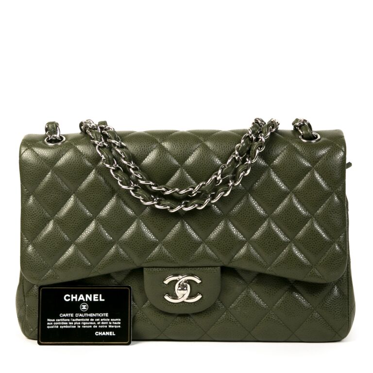 Chanel Olive Green Jumbo Classic Double Flap Bag ○ Labellov ○ Buy and Sell  Authentic Luxury