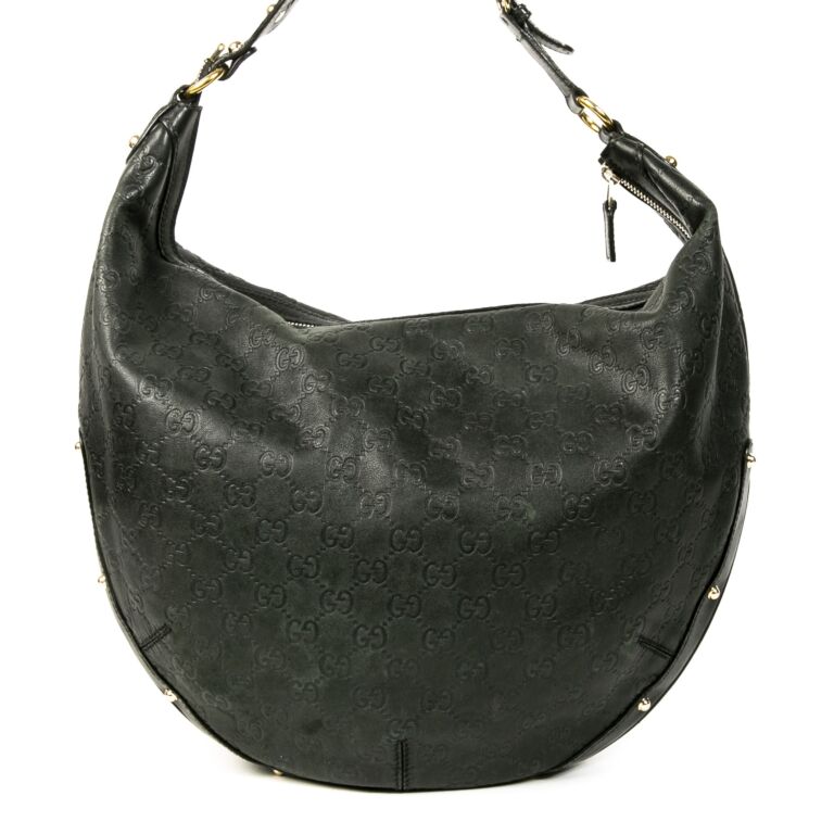 Gucci Black Monogram Suede Hobo Bag ○ Labellov ○ Buy and Sell Authentic  Luxury