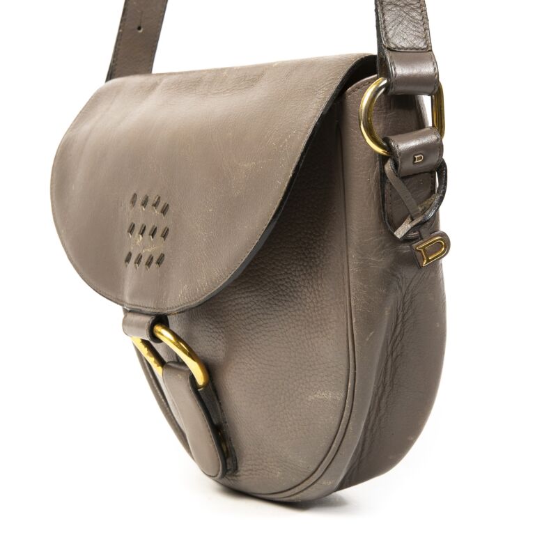 Delvaux Taupe Tempête Nubuck Shoulder Bag