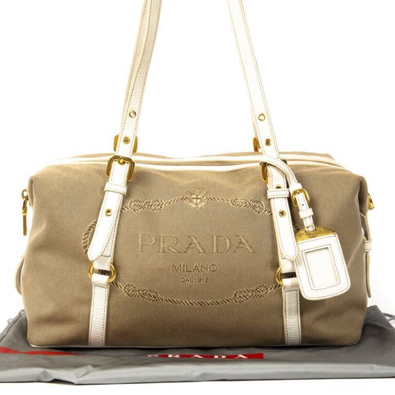 SOLD**Authentic Prada jacquard logo shoulder bag