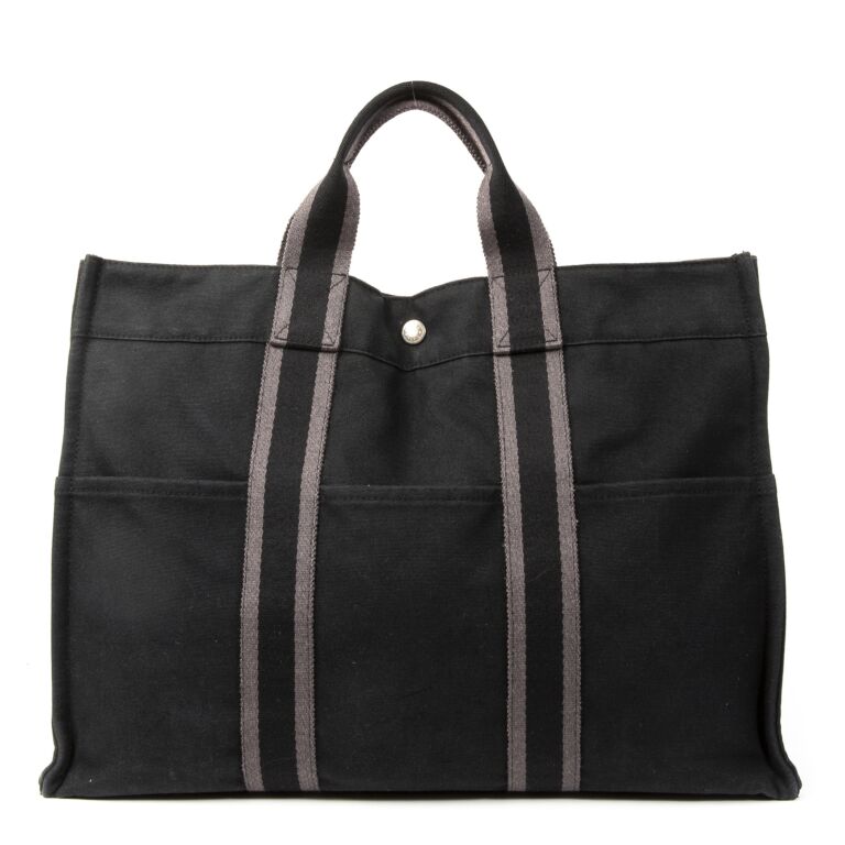 Hermès Black & Grey Canvas Fourre Tout Tote Bag Labellov Buy and Sell ...