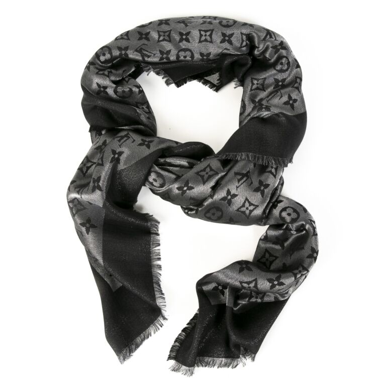 Louis Vuitton Scarf Monogram Wrap Black And White for Sale in