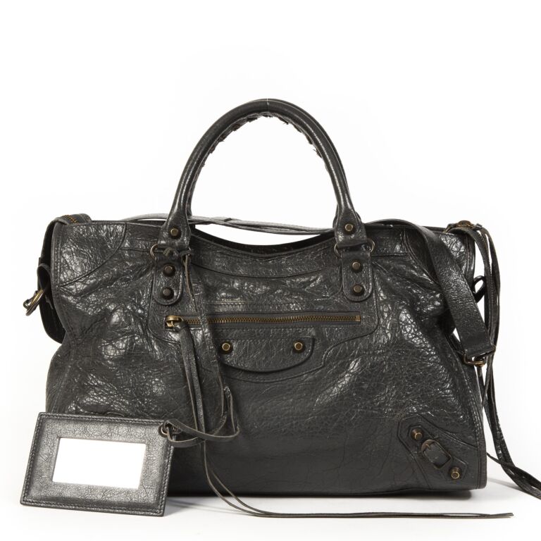 Balenciaga City Classic Studs Bag Leather Medium Black 5590641  Studded bag  Bags Leather