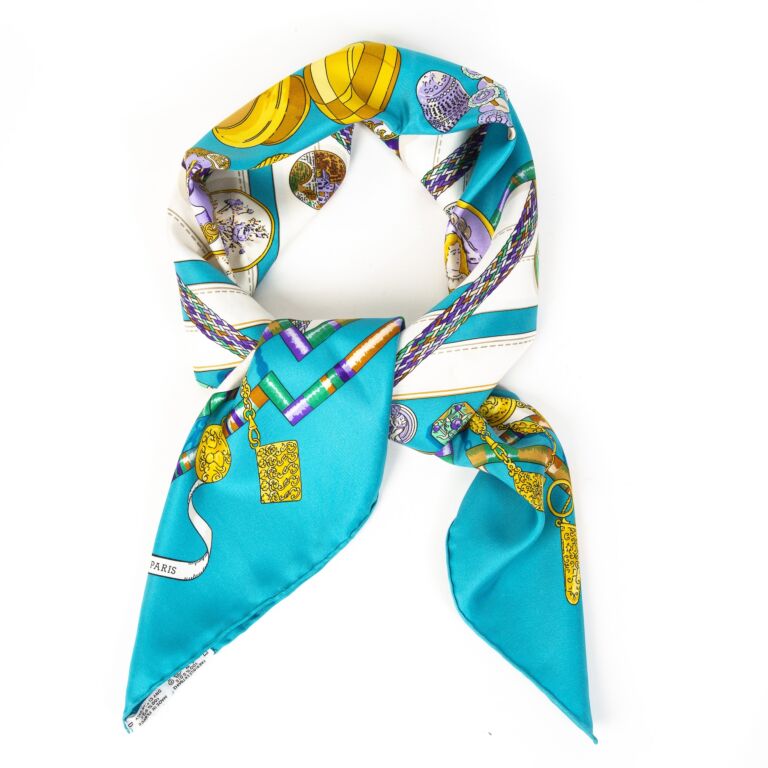Hermès Turquoise Silk Scarf 'Petite Main' Labellov Buy and Sell ...