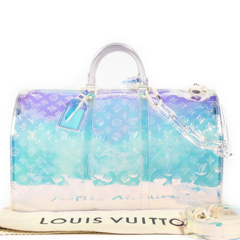 Louis Vuitton Keepall Bandouliere Bag Limited Edition Monogram Prism PVC 50 Clear