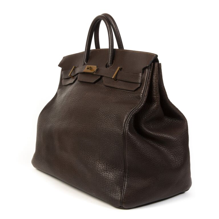 HERMES HAC 50 Cognac Tan Brown Veau Epsom Men's Women's Travel Hardware  Tote Bag