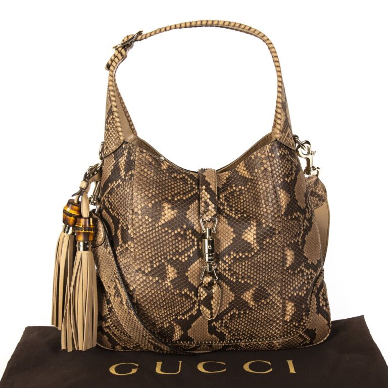 Gucci Jackie Medium Python Shoulder Bag Purple - DDH