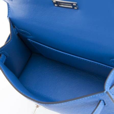 HERMES Chevre Mysore Mini Kelly Sellier 20 Bleu Brume Bleu Electrique  1267217
