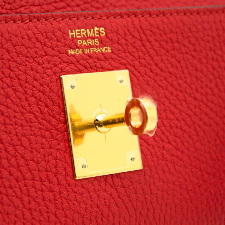 Hermes Kelly 32 Rouge tomate Clemence PHW