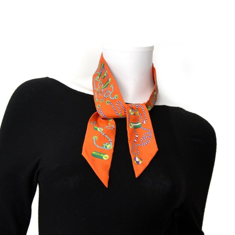 Hermès Orange Twilly Scarf ○ Labellov ○ Buy and Sell Authentic