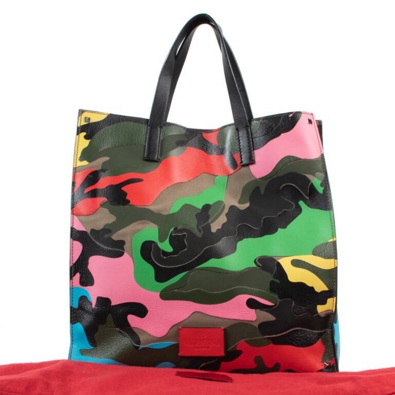 Valentino Reversible Camouflage Canvas Shopper Tote Bag