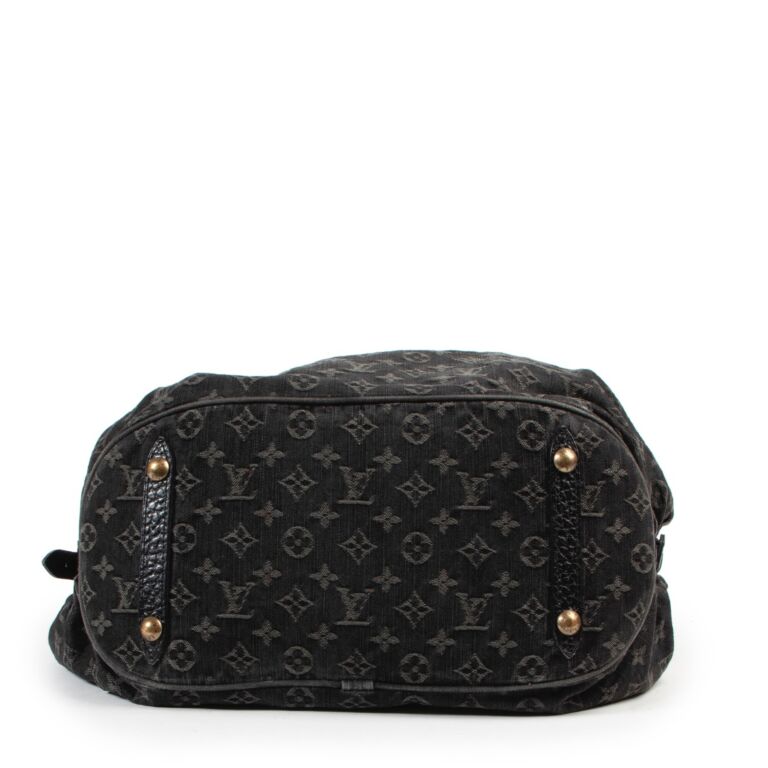 LOUIS VUITTON BLACK MONOGRAM DENIM MAHINA BAG