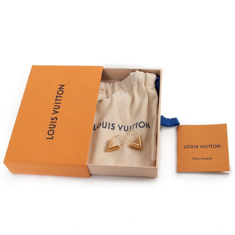 Louis Vuitton Essential V Stud Earrings Gold Tone
