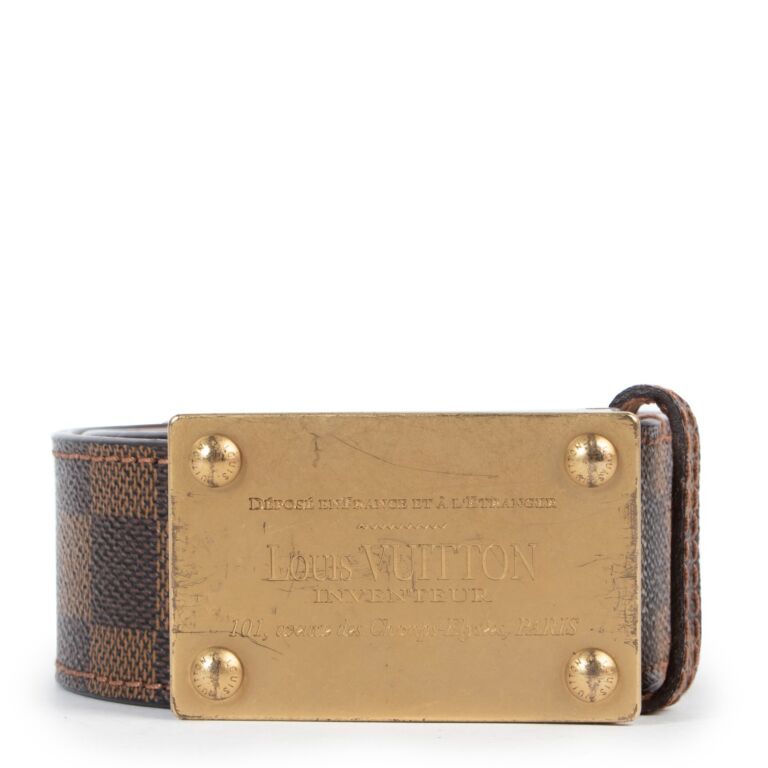 90s Authentic Vintage Buckle Belt Louis Vuitton Inventeur/gold 