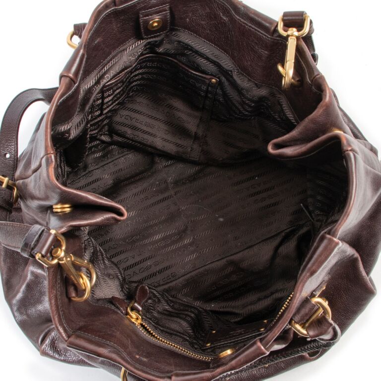 Prada, Bags, Vintage Browntan Leather Prada Shoulder Bag
