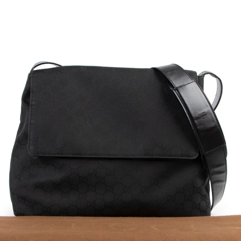 GUCCI Nylon GG Canvas Messenger Bag Black 449183