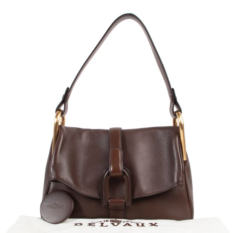 Delvaux Genuine Leather One Shoulder Handbag Brown Leather Bag Used