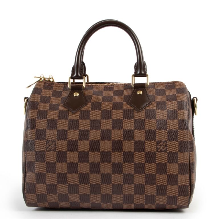 Authentic Louis Vuitton Speedy 25 Damier Ebene M41532 Guarantee Boston Bag  LD473