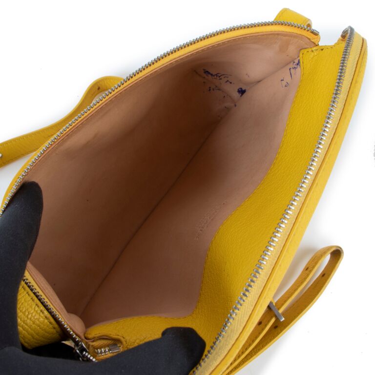 rare DELVAUX Brilliant PM Sunshine Citron yellow scaled leather crossbody  bag