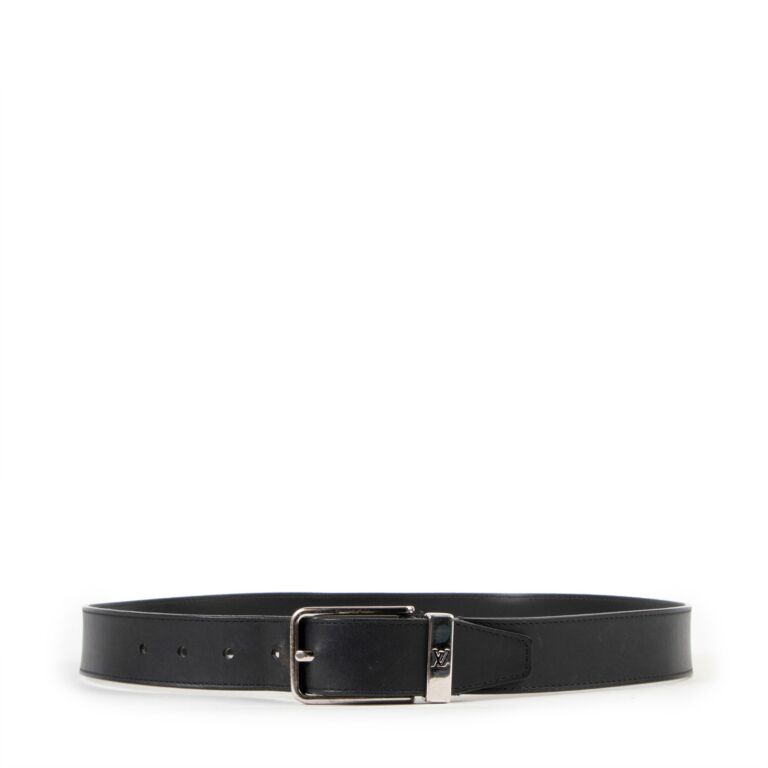 Louis Vuitton Pont Neuf 35mm Belt Black Leather. Size 85 cm
