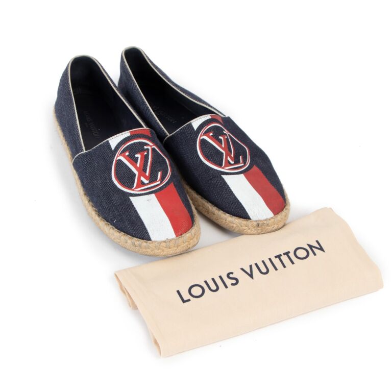 Louis Vuitton Blue Denim Postcard Espadrille Flats Size8.5/39 - Yoogi's  Closet