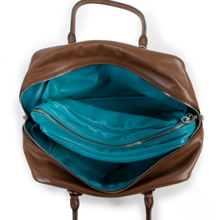 Bowling leather handbag Prada Brown in Leather - 36820374