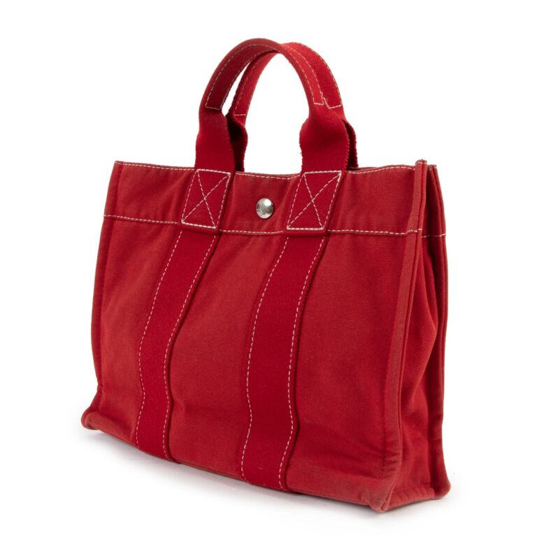 HERMES Porchon Mimil GM Matelotte Backpack Bag Rucksack Canvas Red 5239h