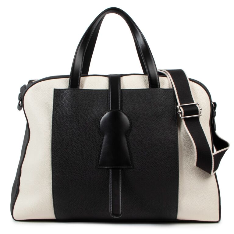 Delvaux Black/Ivory Leather D-Off Magritte Travel Bag Labellov Buy and ...
