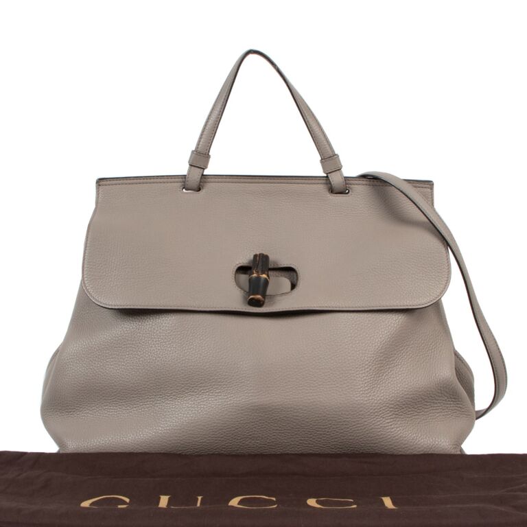 Gucci Grey Leather Bamboo Daily Tote Bag ○ Labellov ○ Buy and Sell  Authentic Luxury
