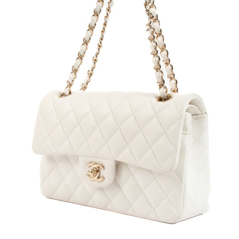 Túi Chanel Classic Handbag Lambskin White Gold Like Authentic