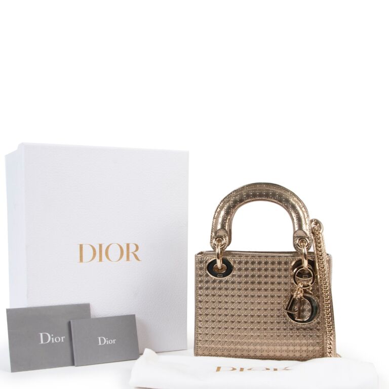 Christian Dior Metallic Micro Cannage Mini Lady Dior Bag