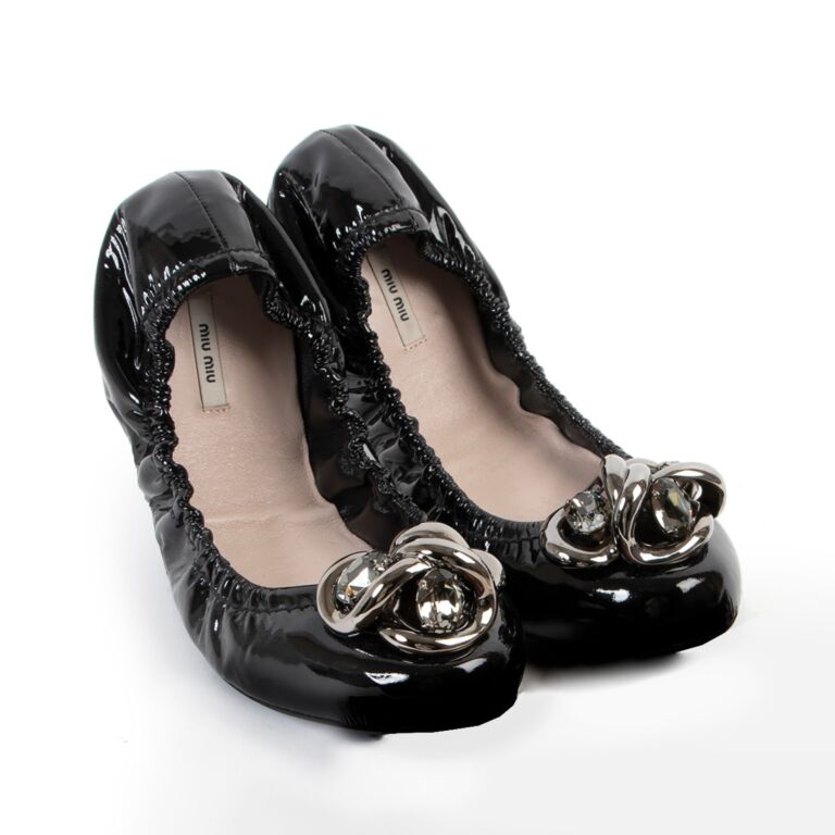 Miu Miu, Shoes, Miu Miu Black Patent Bow Scrunch
