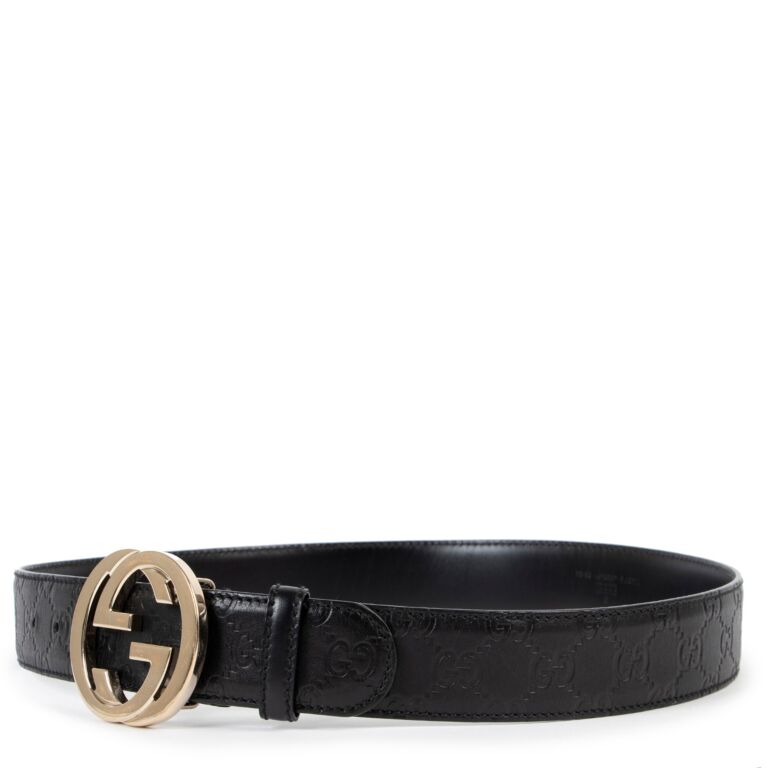 Gucci Signature Leather Belt Men's Black/Gold