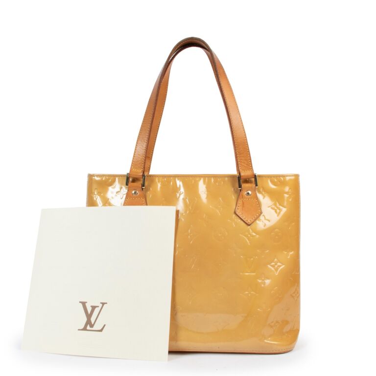 Louis Vuitton Beige Houston Monogram Vernis Tote Bag ○ Labellov
