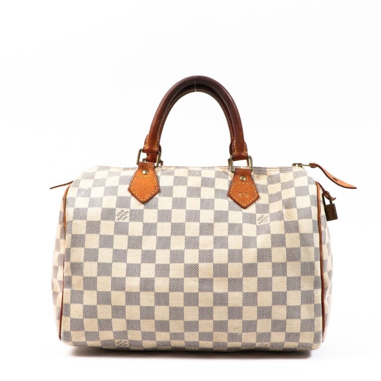 Louis Vuitton Authentic Speedy 30 Damier Azur Purse Hang bag