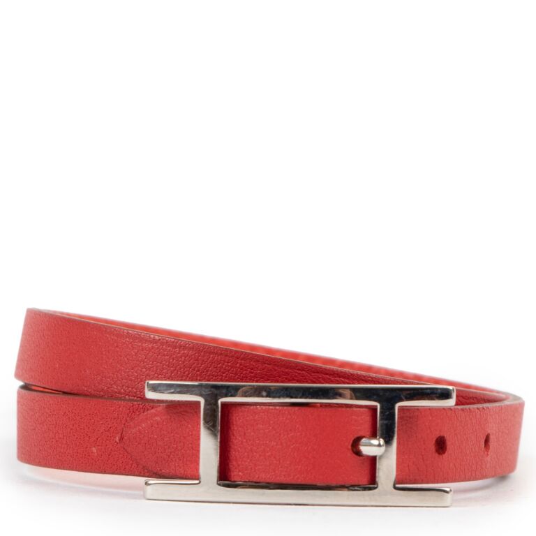 Hermès Red Behapi Double Tour Bracelet Labellov Buy and Sell Authentic ...