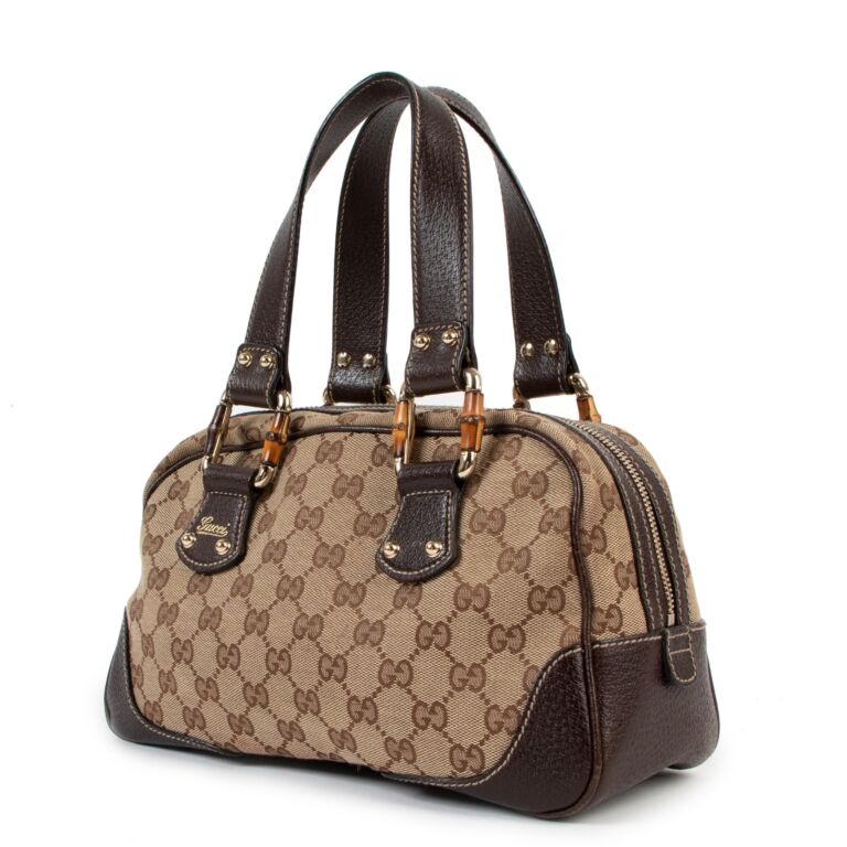 Sold at Auction: Gucci GG Plus Canvas / Leather Boston Bag