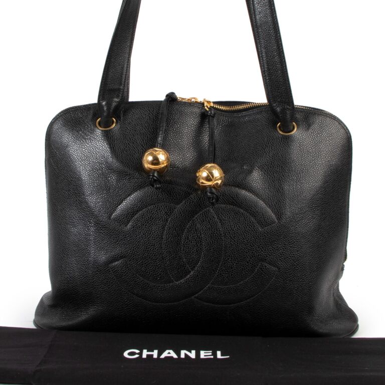 Chanel Black Caviar Leather CC Vintage Shopper Tote Chanel