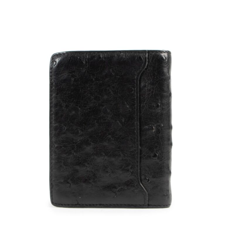 Delvaux Black Ostrich Card Holder ○ Labellov ○ Buy and Sell Authentic Luxury