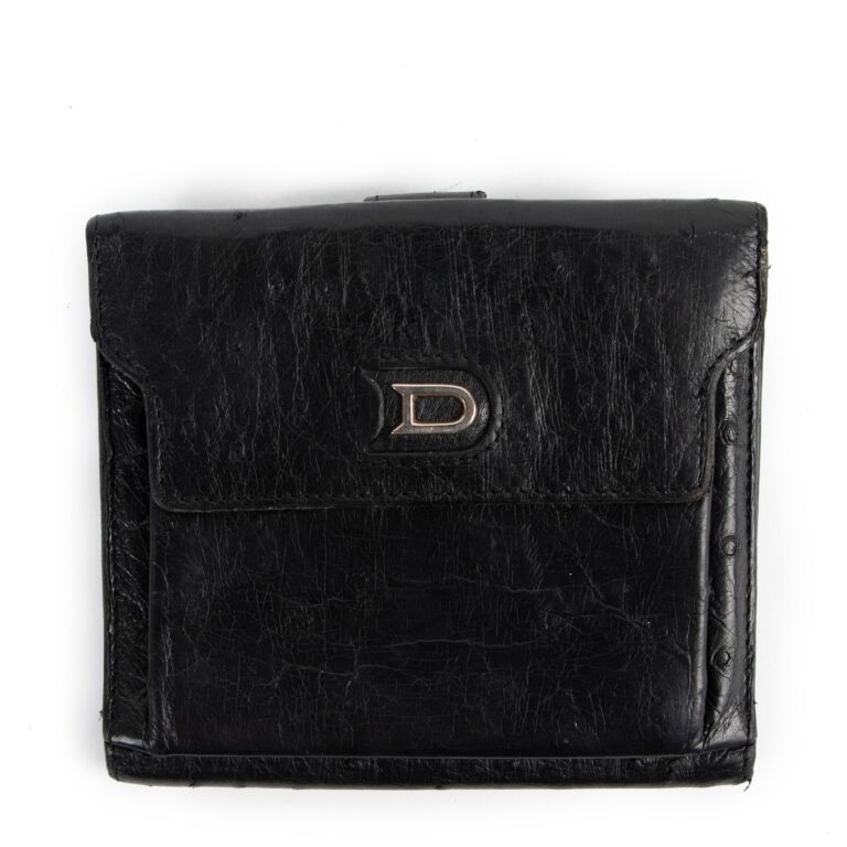 Delvaux Diabolo Black Ostrich Wallet Labellov Buy and Sell Authentic Luxury
