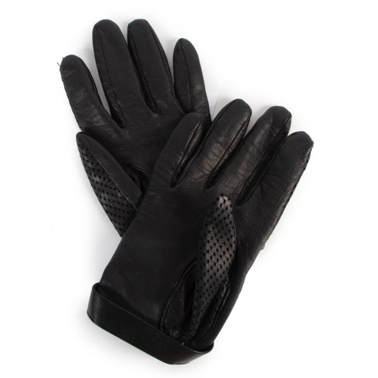 Leather gloves Louis Vuitton Black size L International in Leather -  34237448