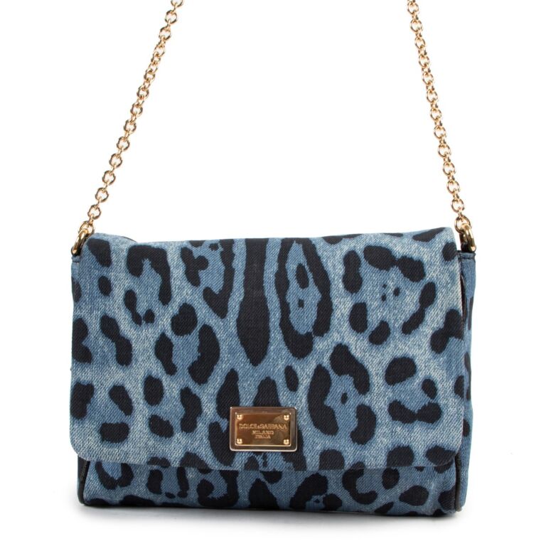 Dolce & gabbana Blue Leopard Denim Miss Martini Crossbody Bag ...