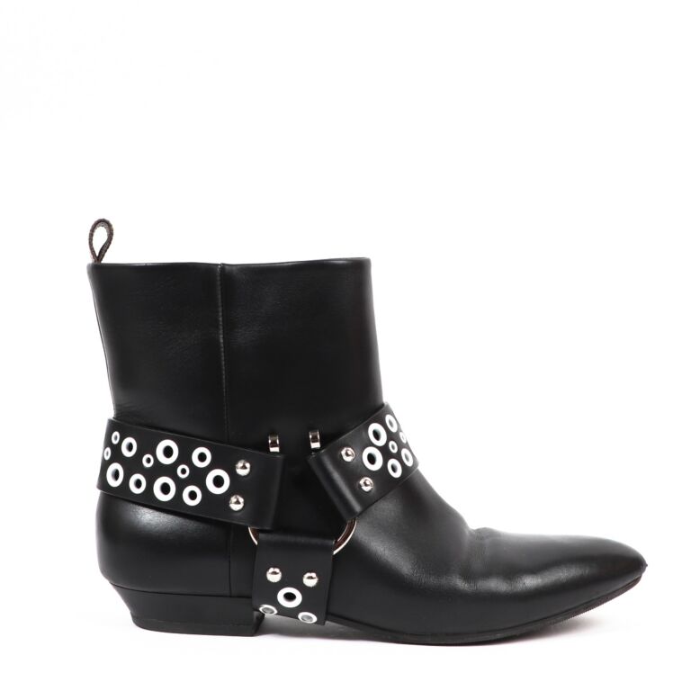 Louis Vuitton Black Leather Wrap Ankle Boots Size 8/38.5 - Yoogi's Closet