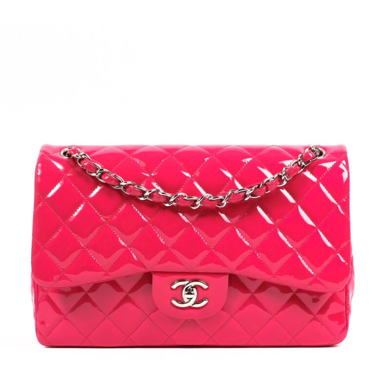 Chanel Pink Patent Leather Jumbo Large Classic Flap Bag Labellov Buy ...