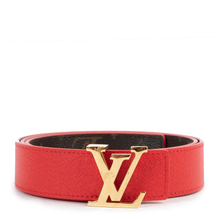 044 Authentic Red Ladies Louis Vuitton Belt
