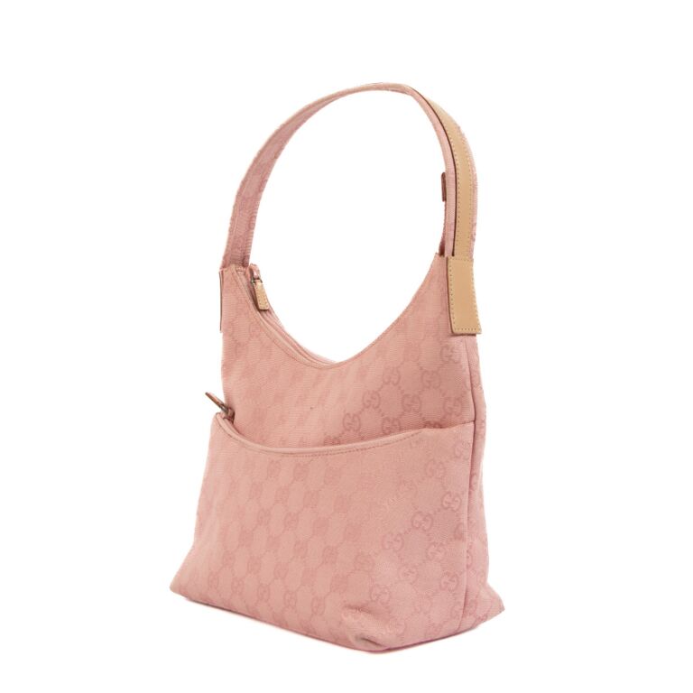 Gucci Gg Monogram Pink Pochette Brown Canvas Shoulder Bag - Tradesy