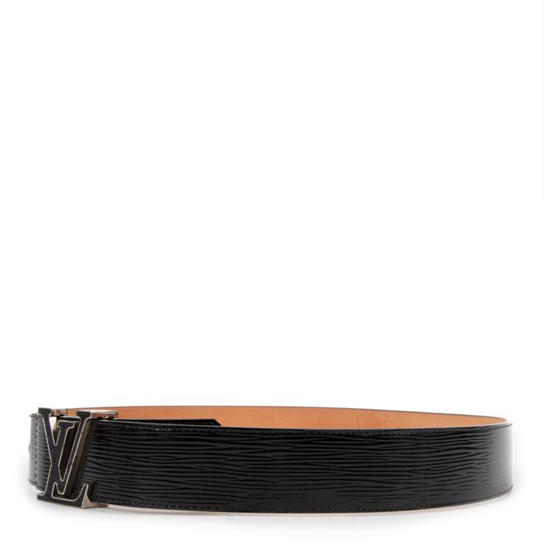 Louis Vuitton Black Electric Epi Patent Leather LV Initiales Belt Size 85/34
