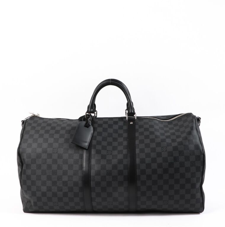 LOUIS VUITTON Damier Graphite Keepall Bandouliere 55 ❤ liked on