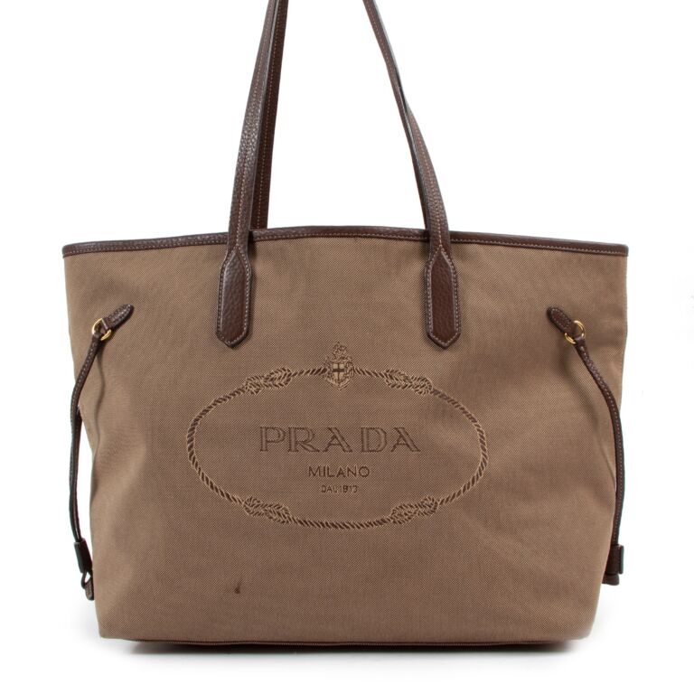 Prada Logo Jacquard Canvas Shopping Bag ○ Labellov ○ Buy and Sell Authentic  Luxury